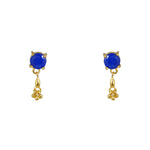 Boucles dorées pierre ronde et pampille - LAPIS - Boucles