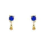Boucles dorées pierre ronde et pampille - LAPIS - Boucles