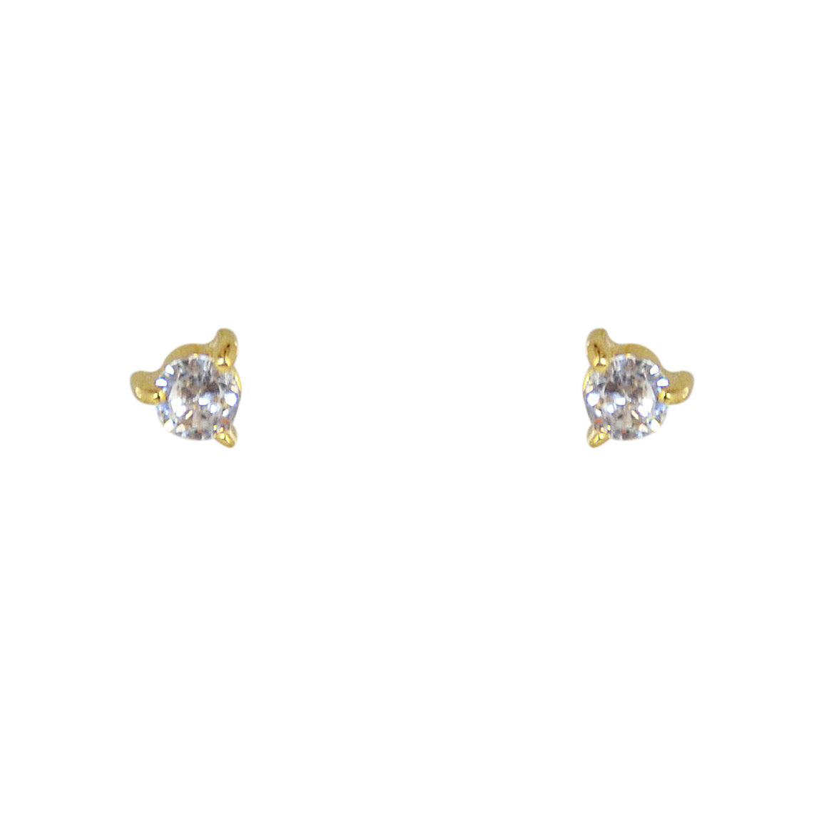 Boucles dorées XS et pierre naturelle - ZIRCON BLANC