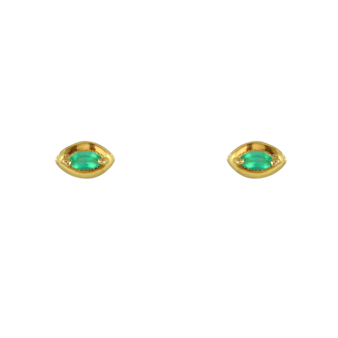 Boucles dorées petit oeil en pierre - ONYX VERTE - Boucles