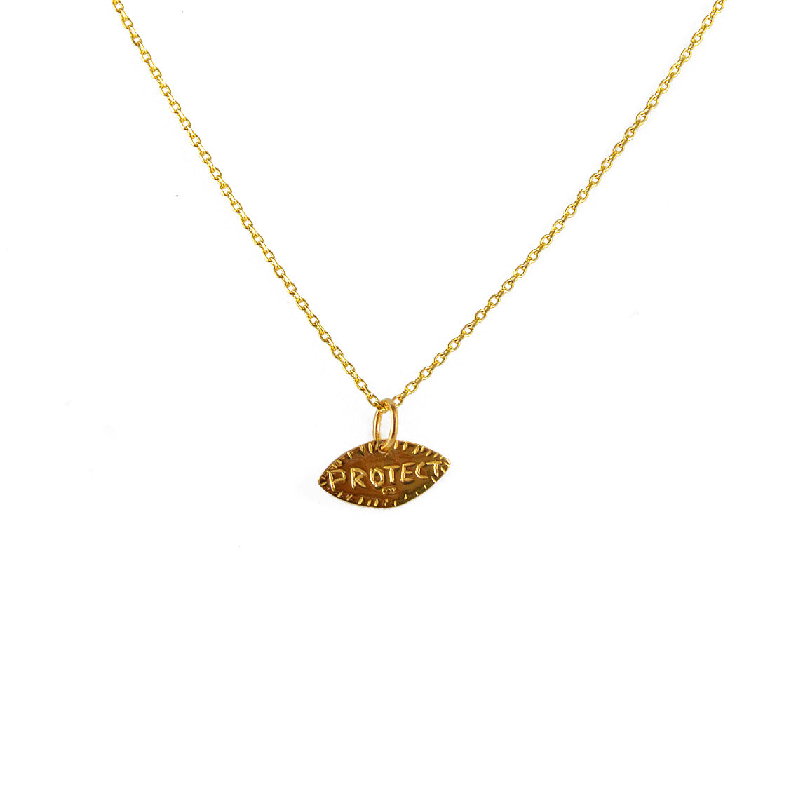Collier doré pendentif gravé protect me - Colliers
