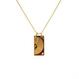Collier doré pendentif demi soleil