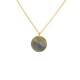 Collier doré et oeil gravé dans la pierre - LABRADORITE -