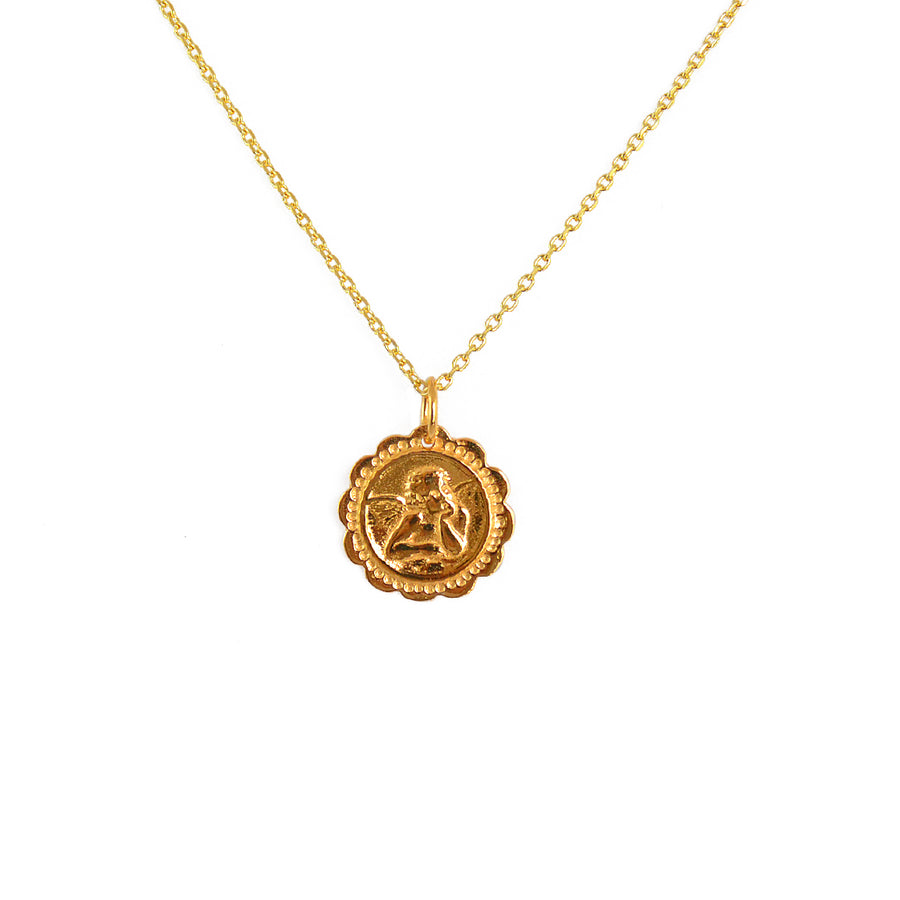 Collier doré et médaille ange