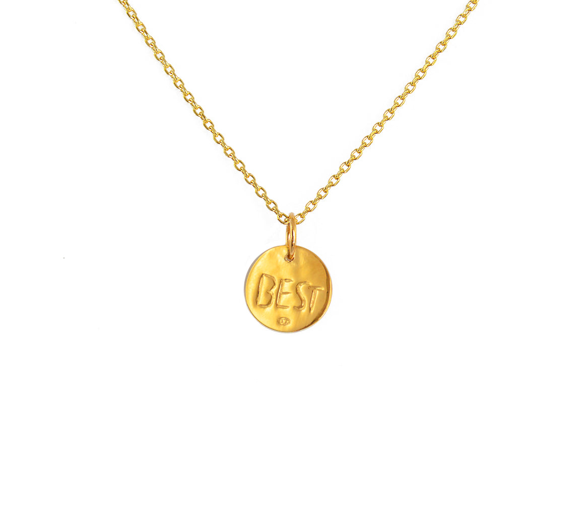 Collier doré et médaille best maman