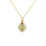 Collier doré pendentif pierre cabochon et étoile - PREHNITE