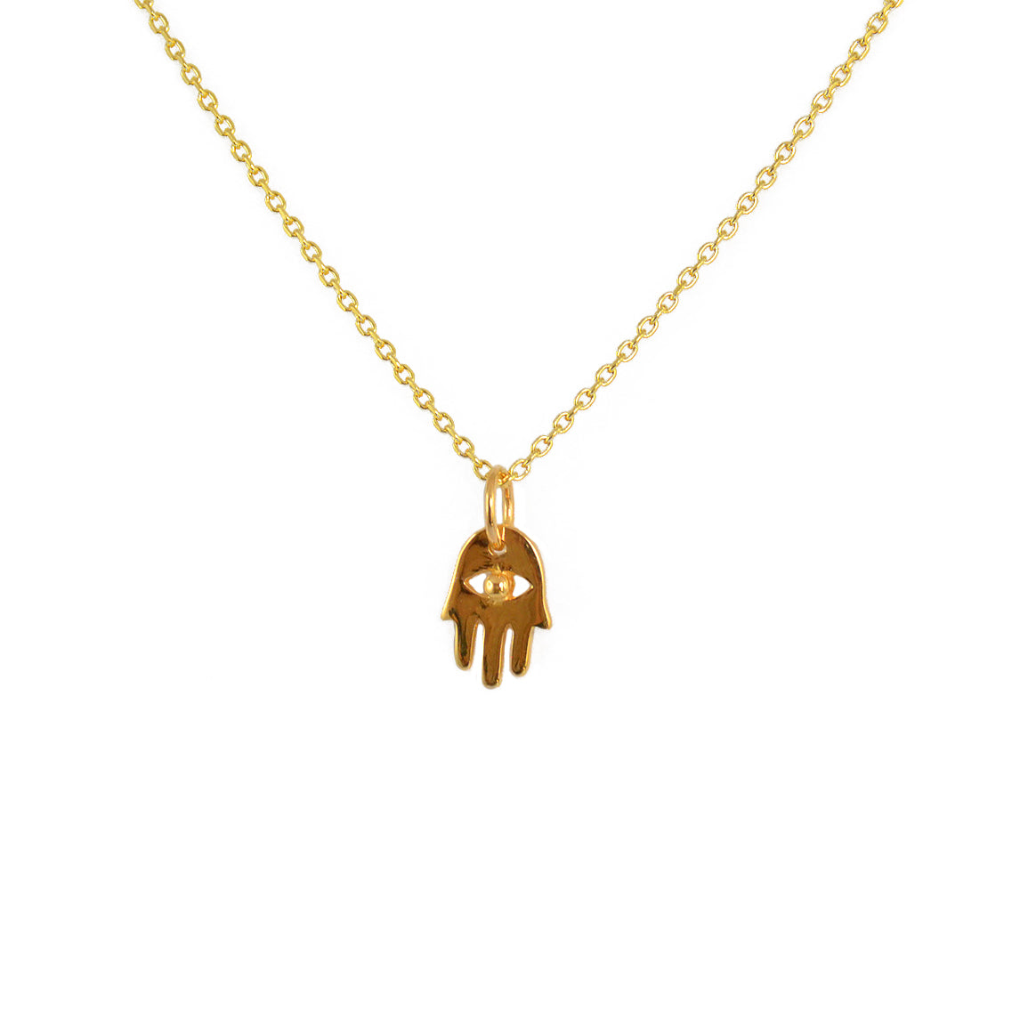 Collier doré pendentif main de fatma et zircon - Colliers