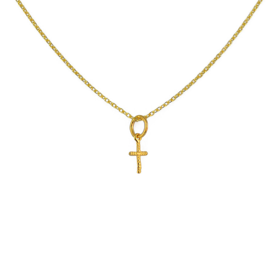Collier doré et petite croix texturée - Colliers