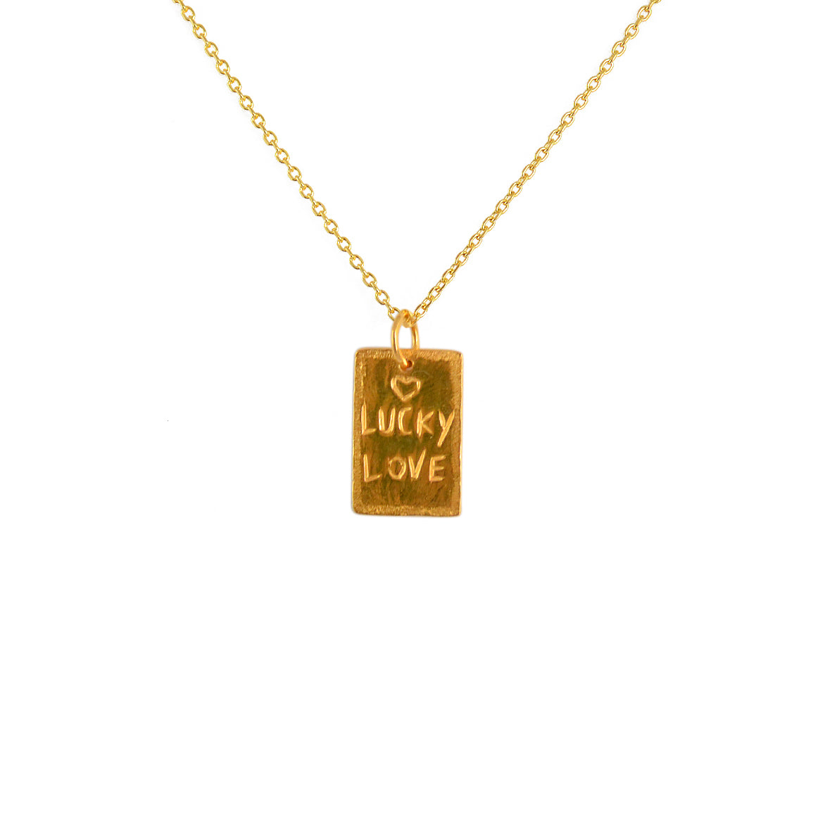 Collier doré et pendentif gravé lucky star lucky love -