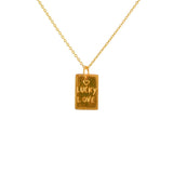 Collier doré et pendentif gravé lucky star lucky love -