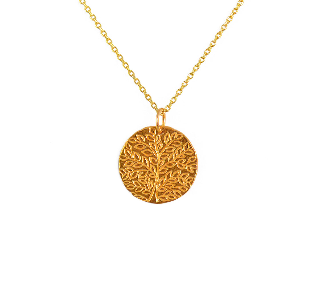 Collier doré et médaille gravée arbre de vie - Colliers