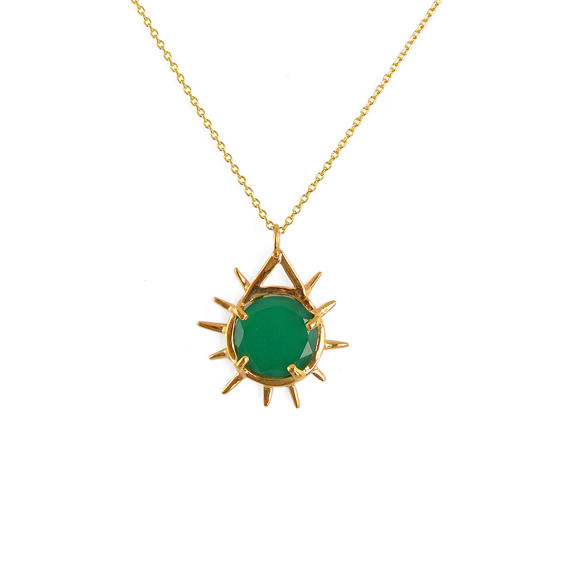 Collier doré et pendentif pierre rayons de soleil - Colliers