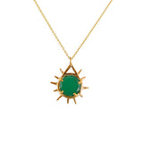 Collier doré et pendentif pierre rayons de soleil - Colliers
