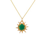 Collier doré et pendentif pierre rayons de soleil - ONYX