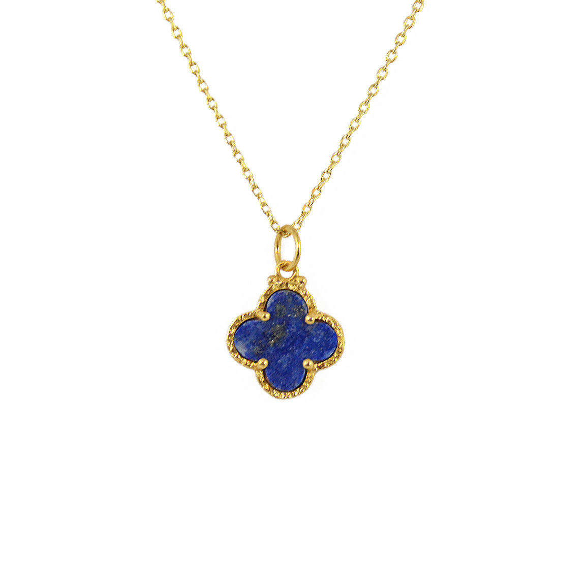Golden clover necklace with natural stones