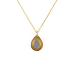 Collier doré pendentif goutte et pierre