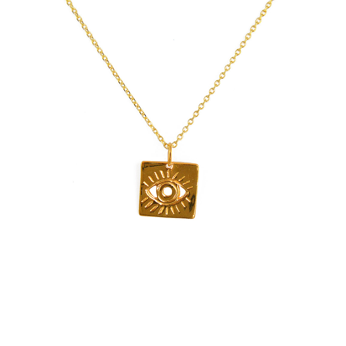 Collier doré et pendentif carré oeil - Colliers