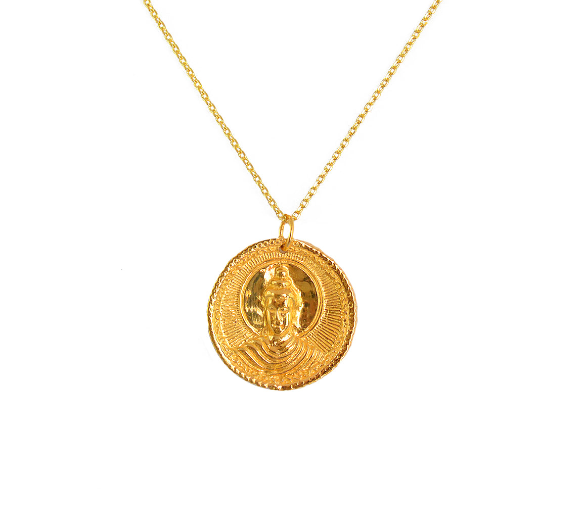 Collier doré médaille Bouddha Bali 1987 - Colliers