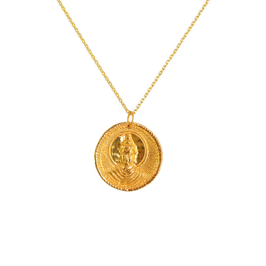 Collier doré médaille Bouddha Bali 1987 - Colliers