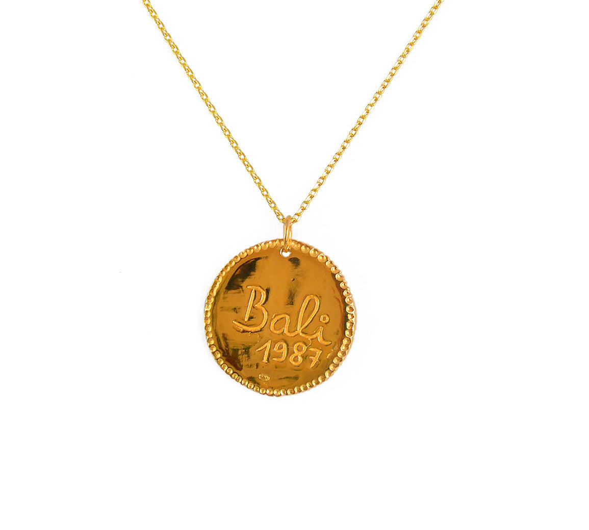 Collier doré médaille Bouddha Bali 1987 - Colliers