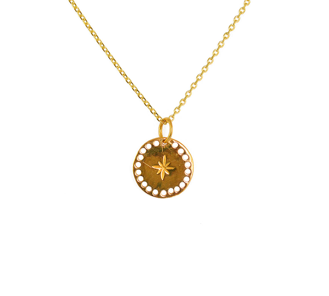 Collier doré médaille rose des vents wish - Colliers