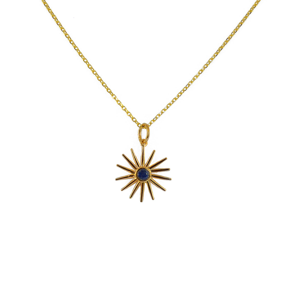 Collier doré et pendentif soleil pierre - LAPIS - Colliers