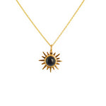 Collier doré soleil et pierre cabochon - ONYX NOIRE