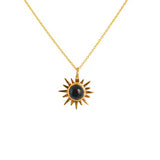 Collier doré soleil et pierre cabochon - ONYX NOIRE