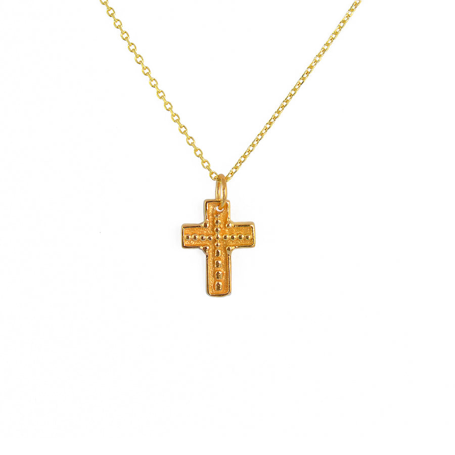 Collier doré croix texturée - Colliers