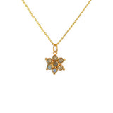 Collier doré et fleur en pierre naturelle