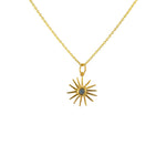 Collier doré et pendentif soleil pierre - LABRADORITE -