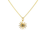 Collier doré et pendentif soleil pierre - LABRADORITE -