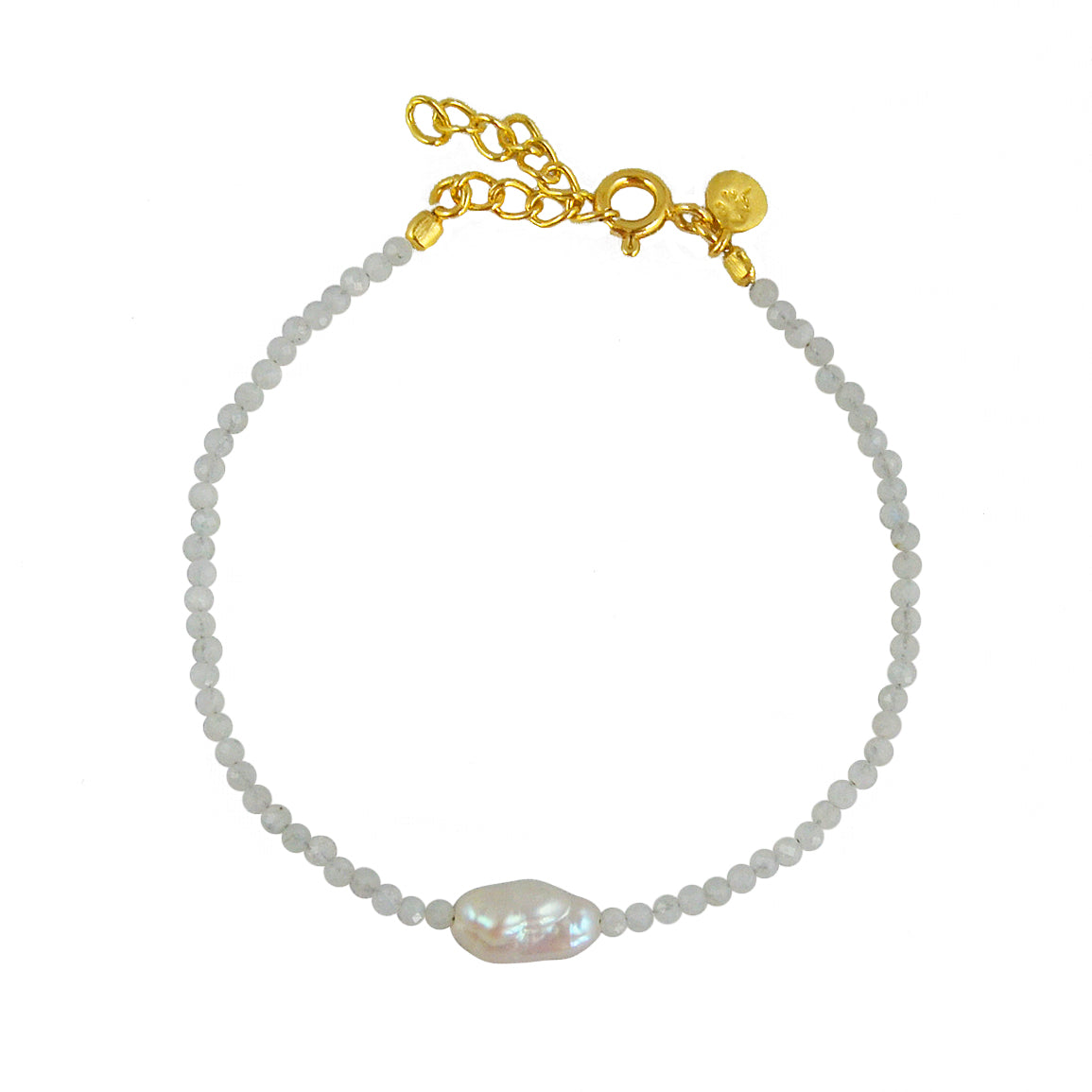 Bracelet pierres fines et perle de culture - PIERRE DE LUNE