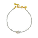 Bracelet pierres fines et perle de culture - PIERRE DE LUNE