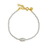 Bracelet pierres fines et perle de culture - PIERRE DE LUNE