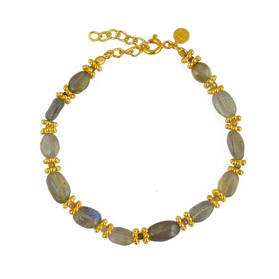 Bracelet doré et pierres ovales - Bracelets