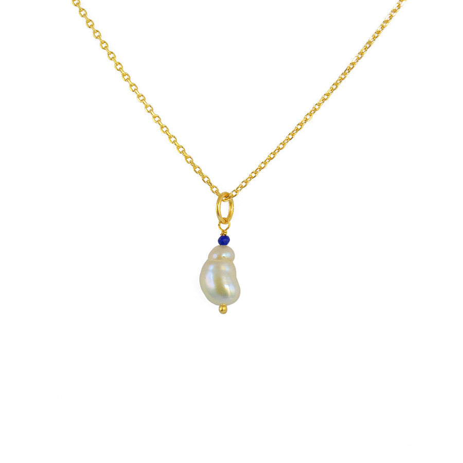 Collier doré pendentif perle et pierre - Colliers