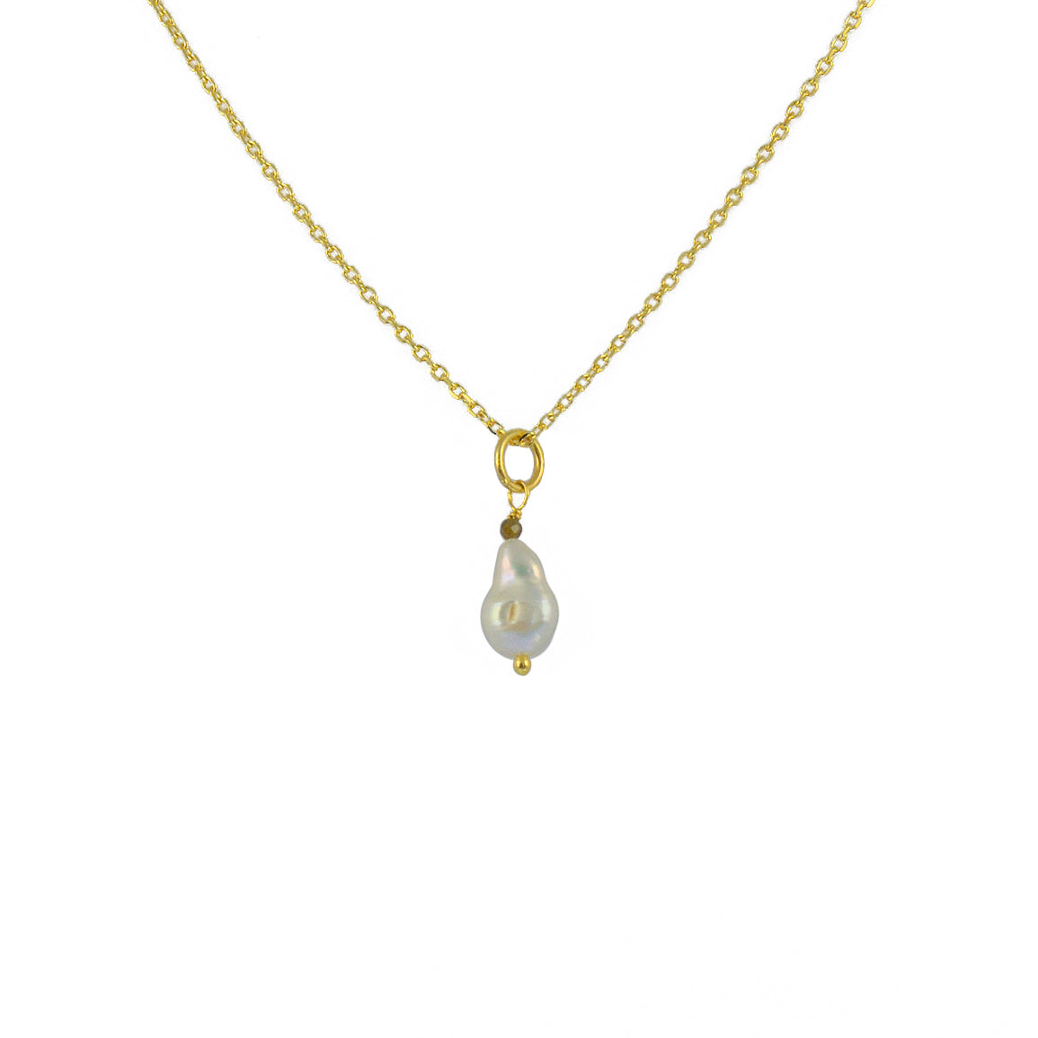 Collier doré pendentif perle et pierre - Colliers
