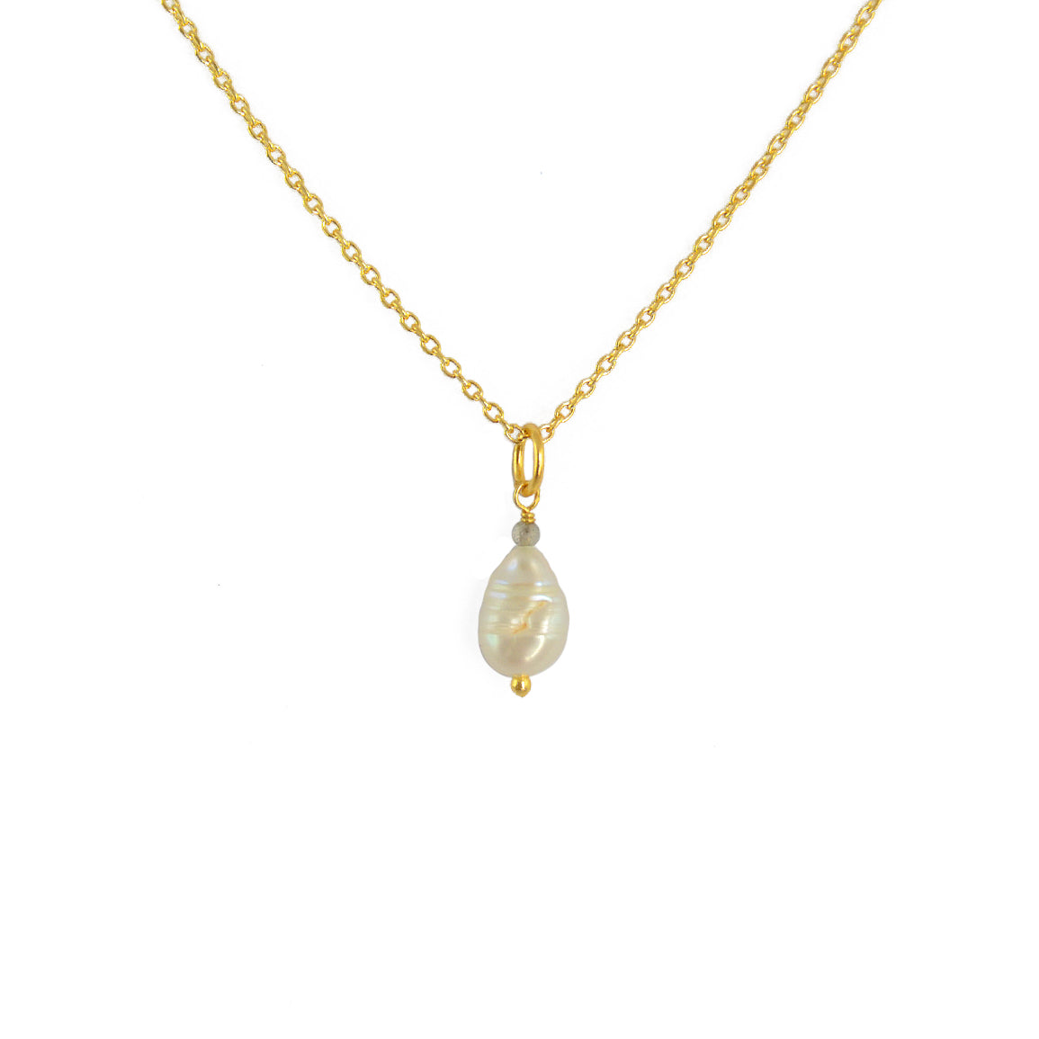 Collier doré pendentif perle et pierre - Colliers