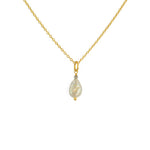 Collier doré pendentif perle et pierre - Colliers