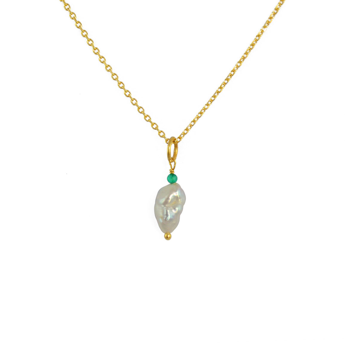 Collier doré pendentif perle et pierre - Colliers