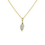 Collier doré pendentif perle et pierre - Colliers