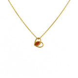 Collier doré pendentif coeur évidé et coeur - ONYX ROUGE -