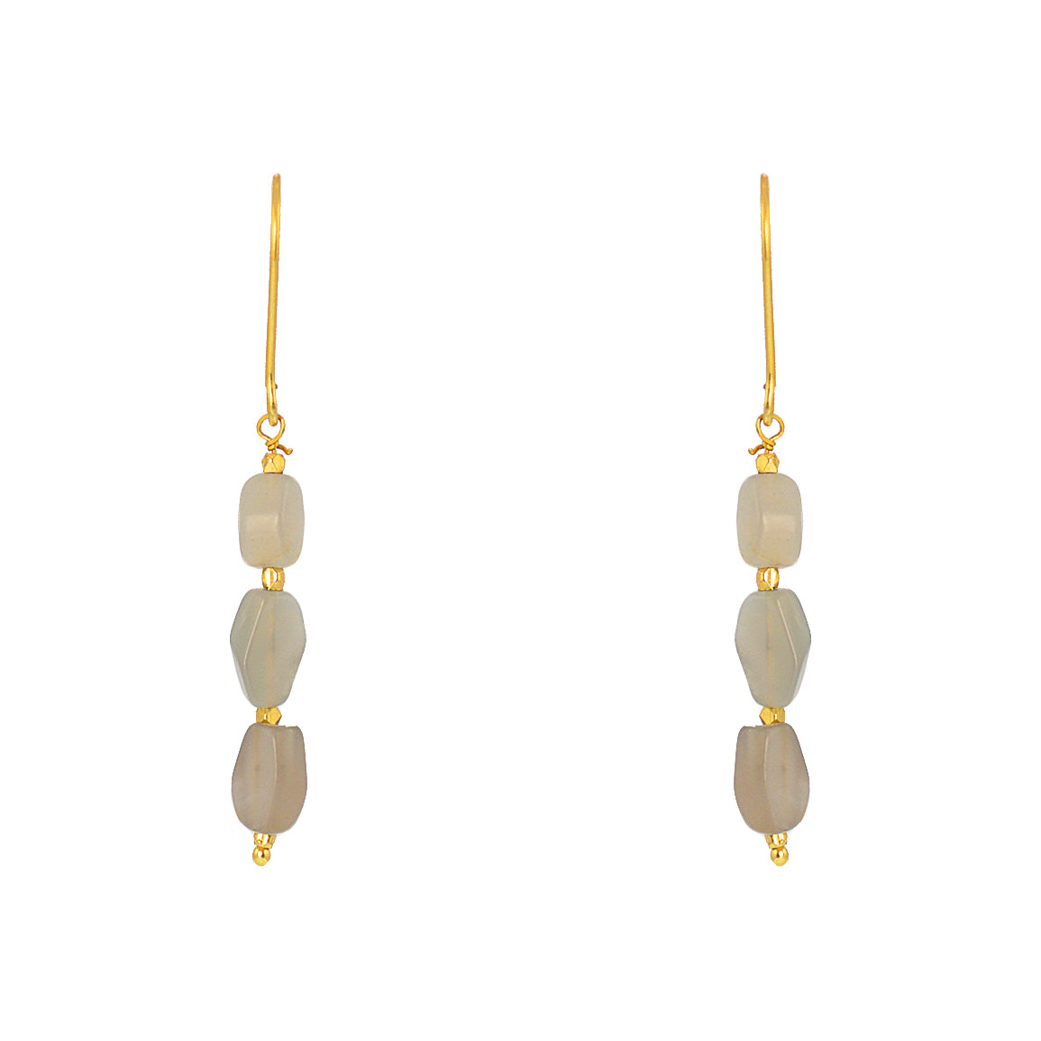 Boucles dorées et pierre en losange - LABRADORITE