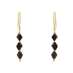 Boucles dorées et pierre en losange - ONYX NOIRE
