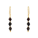 Boucles dorées et pierre en losange - ONYX NOIRE