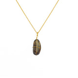 Collier doré pendentif pierre enroulée fil doré - QUARTZ