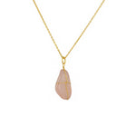Collier doré pendentif pierre enroulée fil doré - QUARTZ