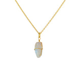 Collier doré pendentif pierre enroulée fil doré - PIERRE DE