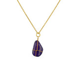 Collier doré pendentif pierre enroulée fil doré - AMETHYST -